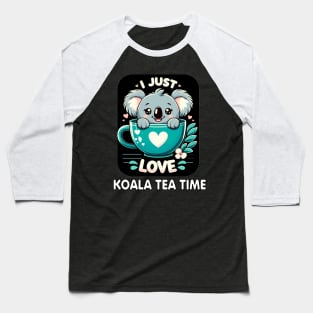 Cuddly Koala Tea Time: Adorable Teacup Hug Baseball T-Shirt